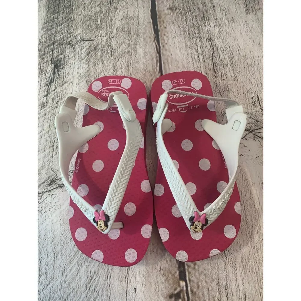 HAVAIANAS Girl’s Minnie Mouse Flip Flop Sandals / Size: 8C EUR 25-26